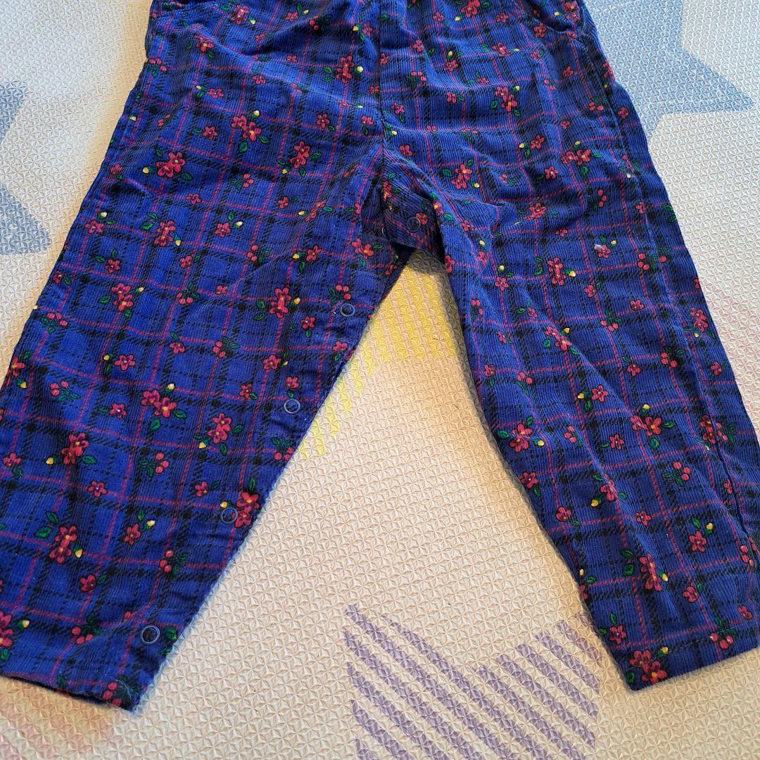 OshKosh オシュコシュ　花柄サロペット 紫　パープル　コーデュロイ