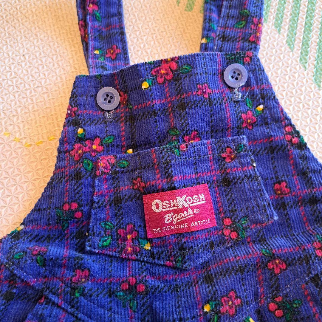 OshKosh オシュコシュ　花柄サロペット 紫　パープル　コーデュロイ