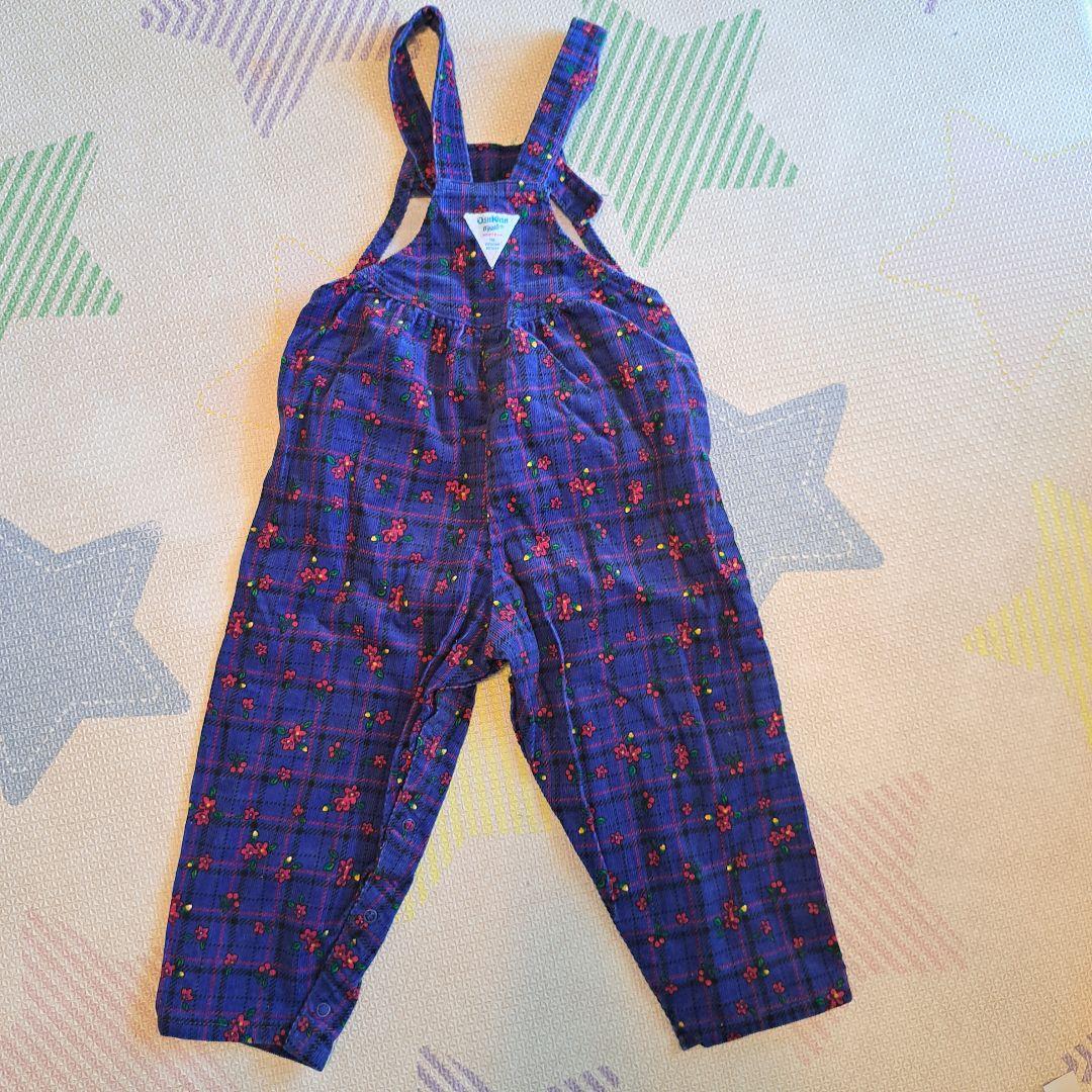 OshKosh オシュコシュ　花柄サロペット 紫　パープル　コーデュロイ