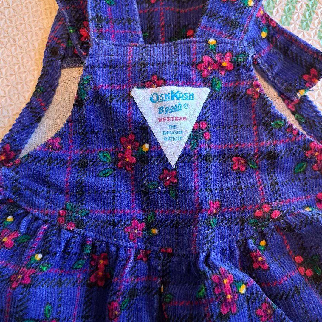 OshKosh オシュコシュ　花柄サロペット 紫　パープル　コーデュロイ