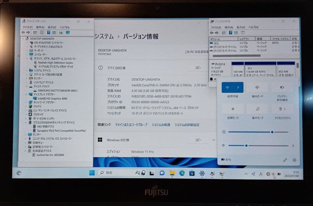 Windows11タブレットPC T902/G Core i5 SSD128G