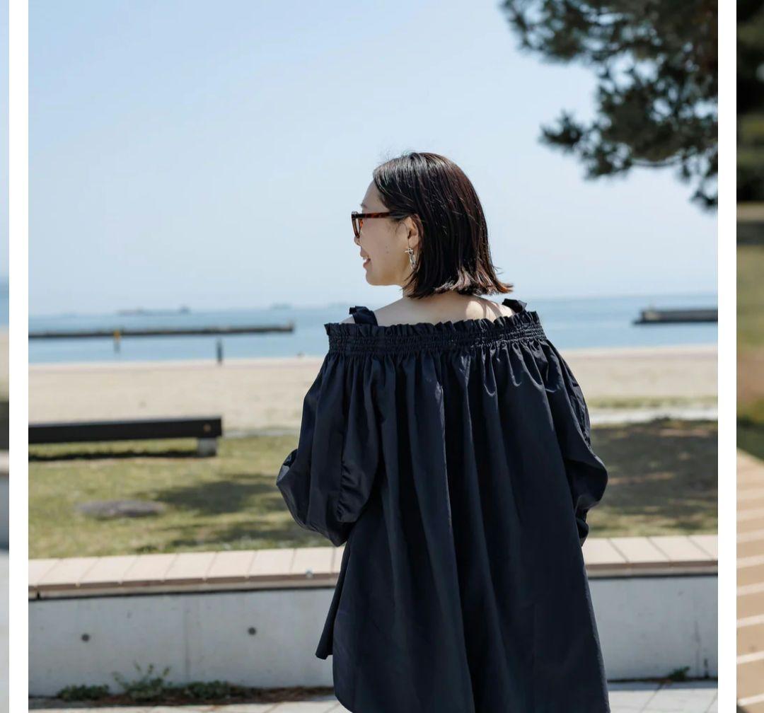 【新品タグ付き】LIten Shirring ブラウスブラックラッシュガード