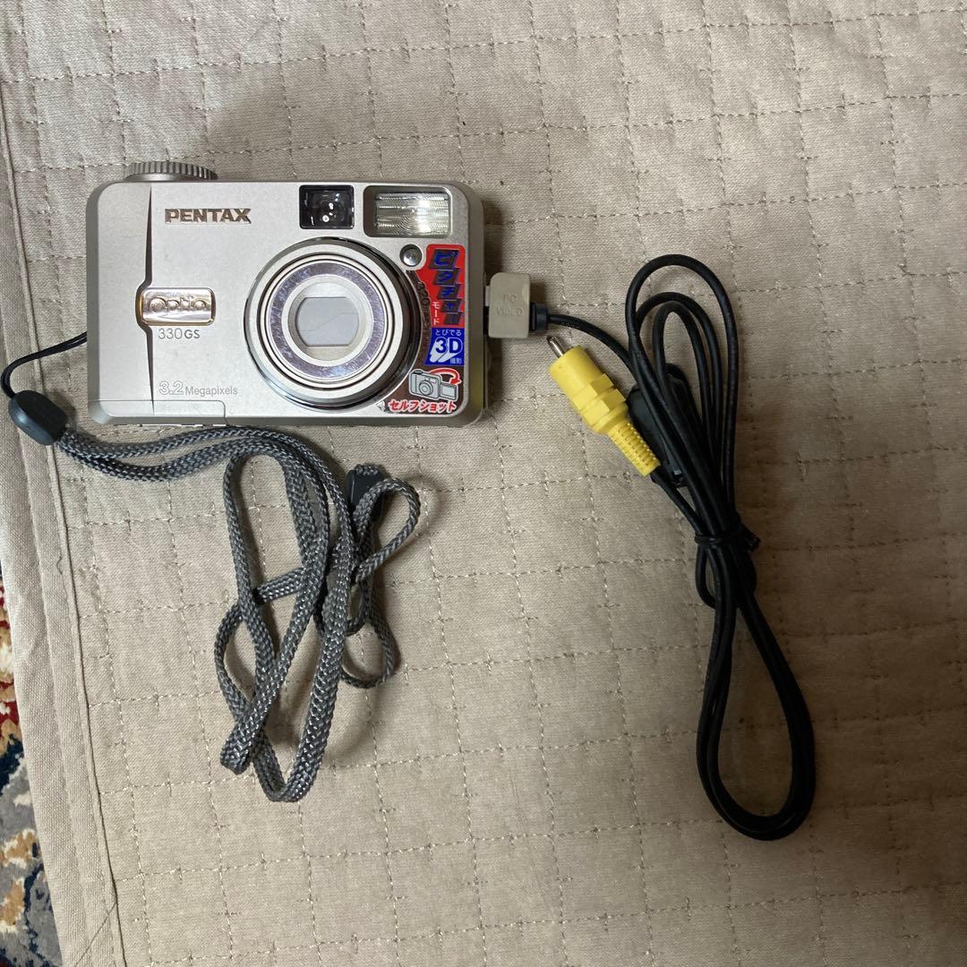 PENTAX Optio330GS 自撮りもできるコンデジカメラ箱有り　三脚付き
