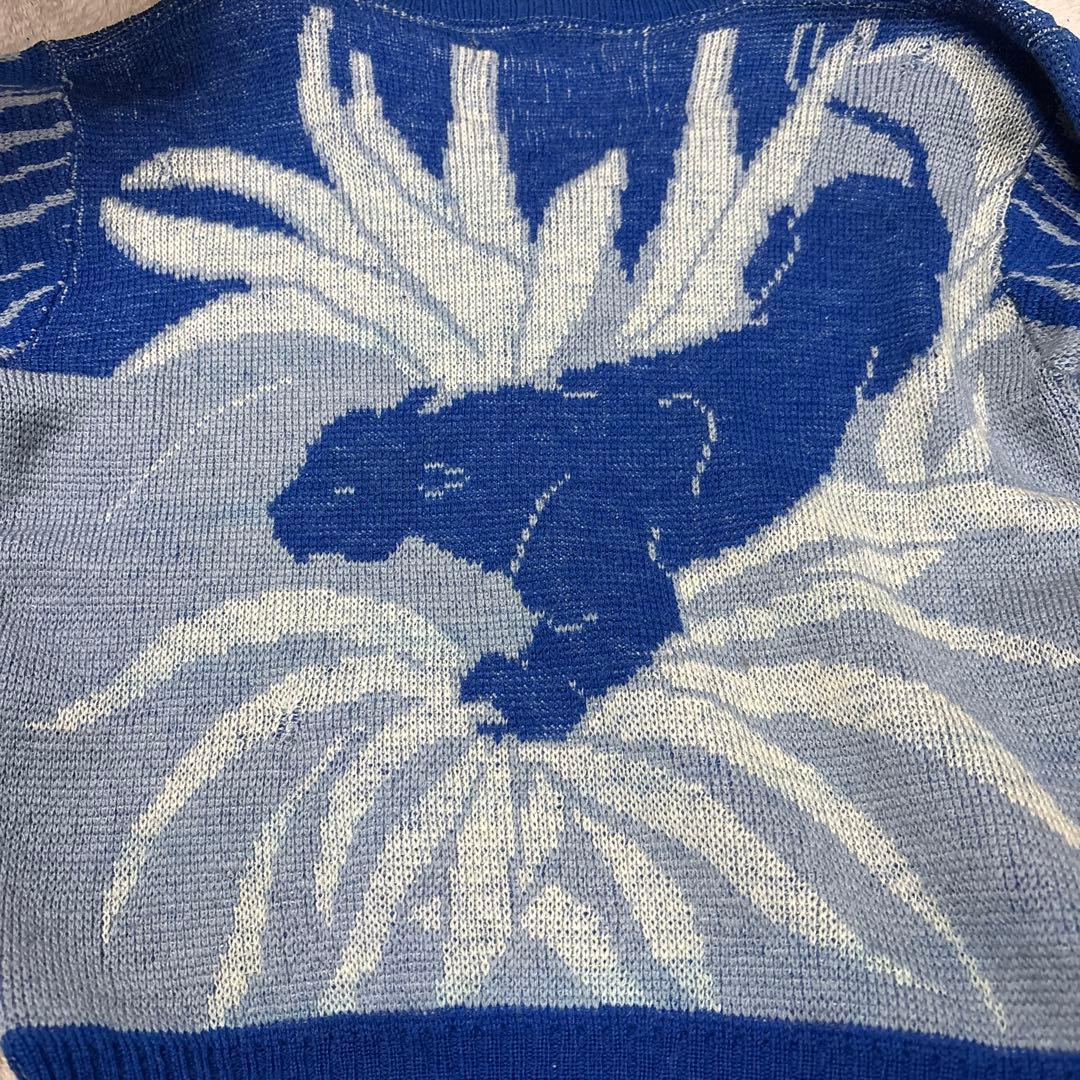無*ー様 50s ジャガードニット　パンサー　オンブック　青　スペシャル