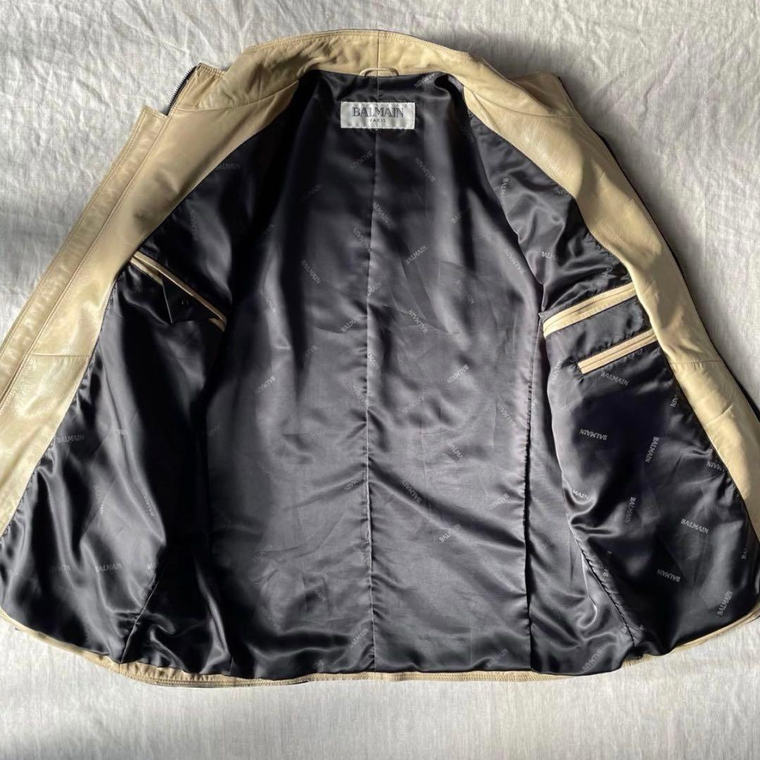 美品 BALMAIN PARIS バルマン ジップ レザージャケット ブラック