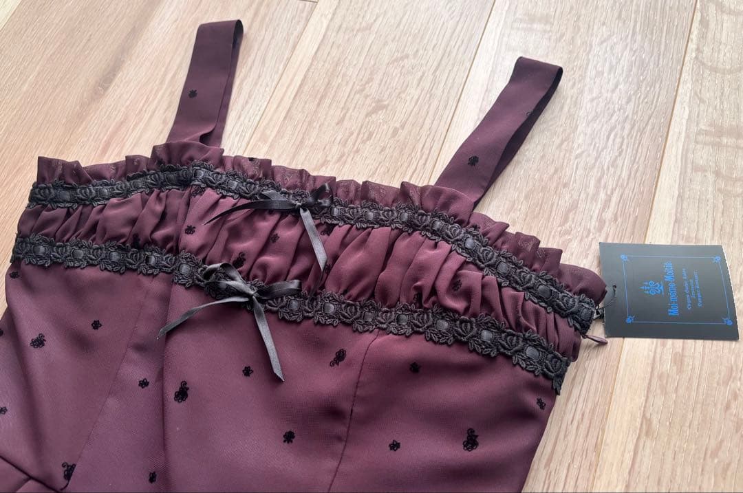 Moi meme Moitieレア品フロッキープリントJSKボルドー新品タグ付き