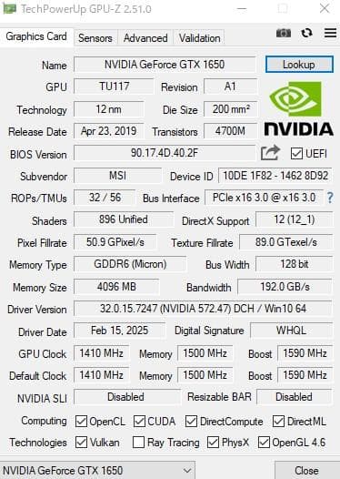 GTX 1650 4GB 値下げ不可 動作保証 0720