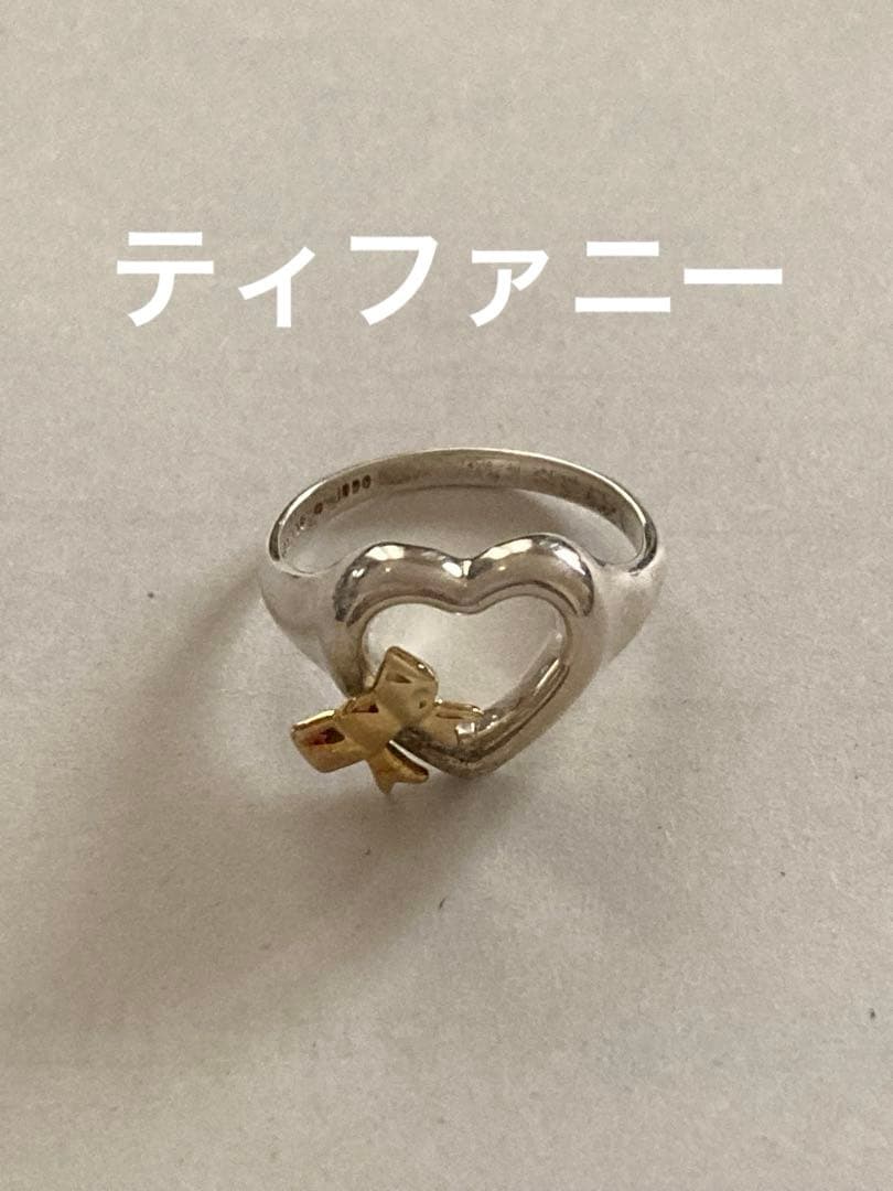 オールドティファニー ハートリボン コンビ シルバー925 ゴールド750