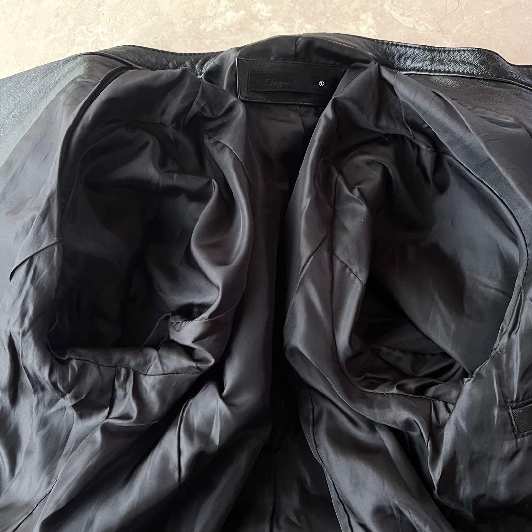 美品☆リューグーレザーズ シングルライダースジャケット 羊革 M〜L ブラック