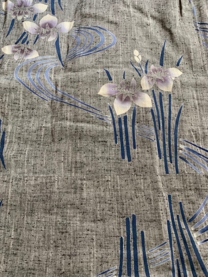 竺仙　菖蒲　綿紬　浴衣 グレー