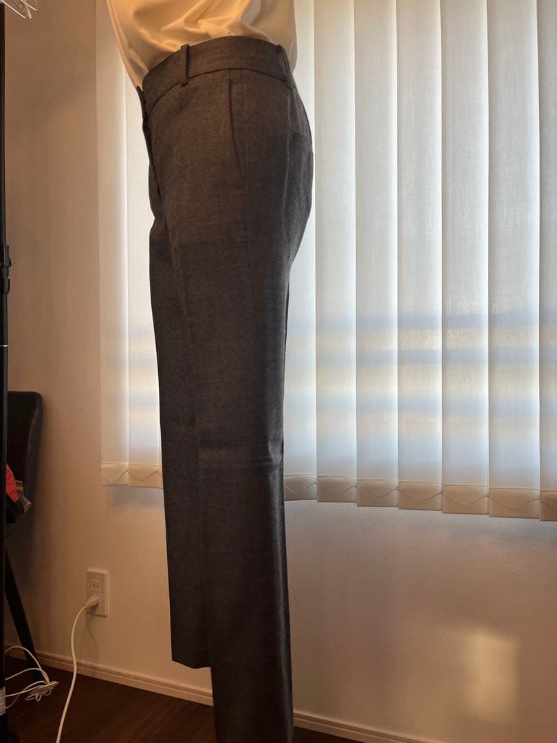 【美品】秋冬Theory セオリー ウール ノーカラーパンツスーツセット　グレー