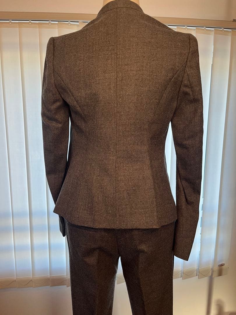 【美品】秋冬Theory セオリー ウール ノーカラーパンツスーツセット　グレー