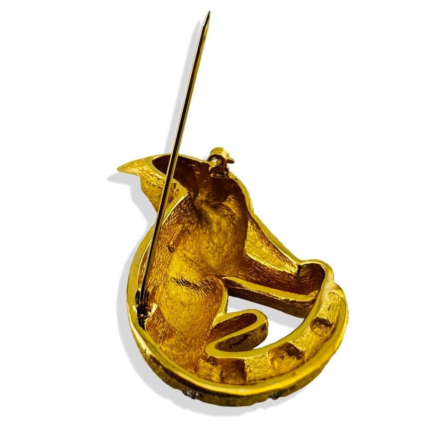 ディオール Dior キャットモチーフ ブローチ　猫 回転ピン ラインストーン