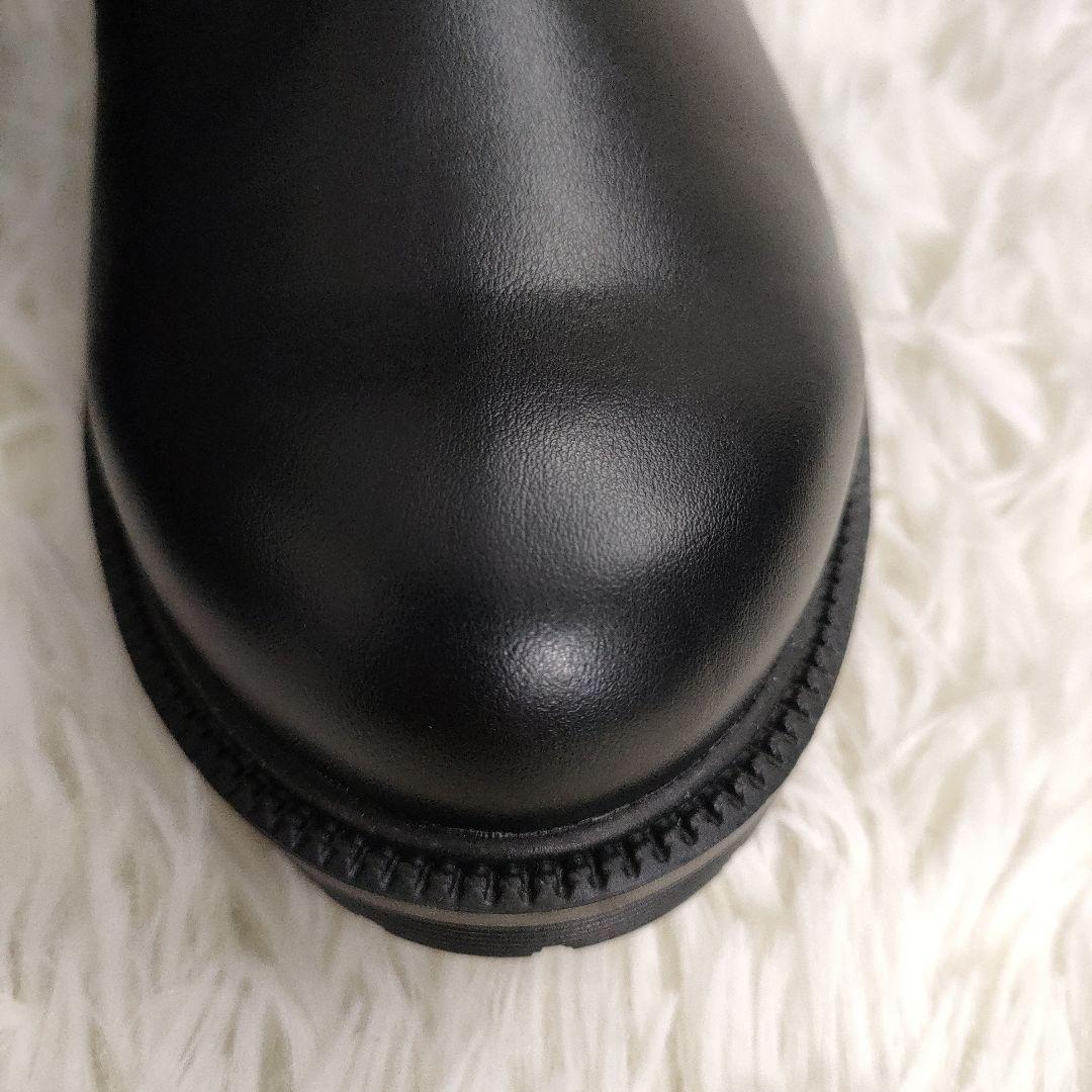 RAKUNA ラクナ 23-23.5 整体サイドゴアブーツ ブラック 黒