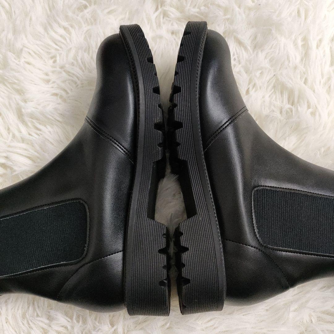 RAKUNA ラクナ 23-23.5 整体サイドゴアブーツ ブラック 黒