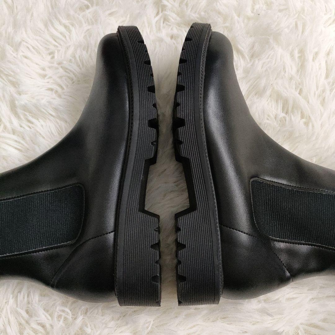 RAKUNA ラクナ 23-23.5 整体サイドゴアブーツ ブラック 黒