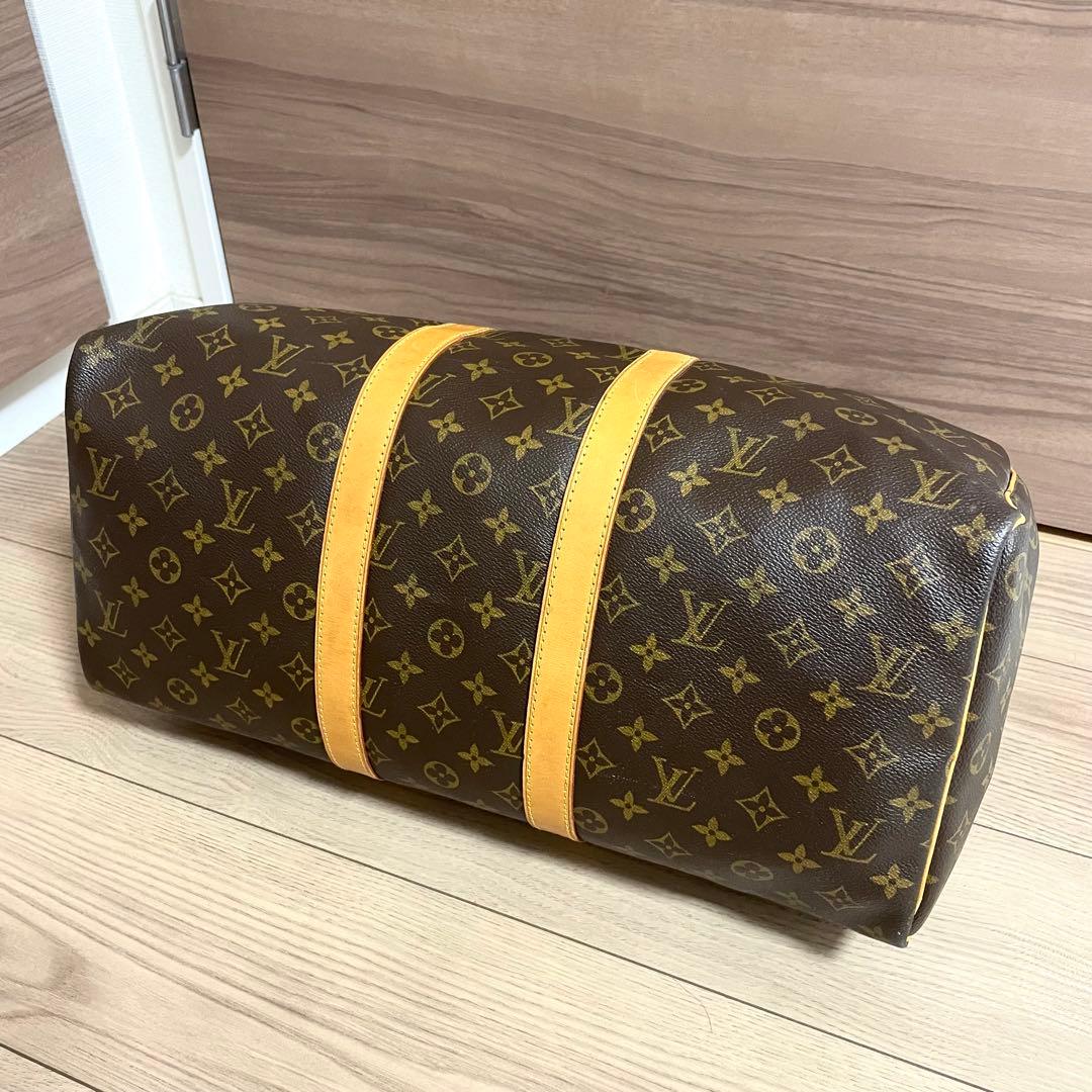 美品/ルイヴィトン　ボストンバッグ　キーポル45 モノグラム　ブラウン　ヌメ革