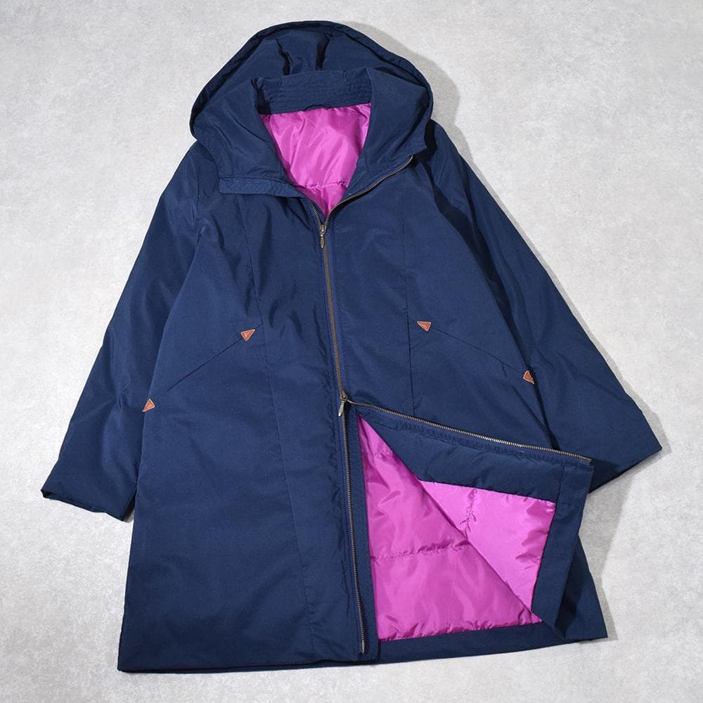 パラスパレス Pallas Palace Wジップ ロング ダウンコート F 紺