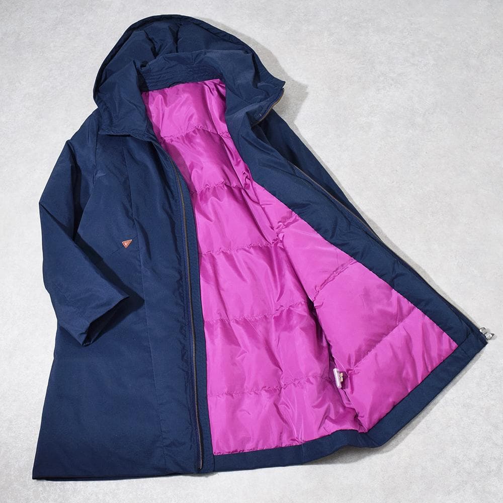 パラスパレス Pallas Palace Wジップ ロング ダウンコート F 紺