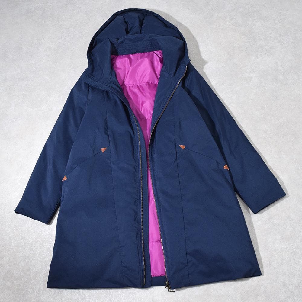 パラスパレス Pallas Palace Wジップ ロング ダウンコート F 紺