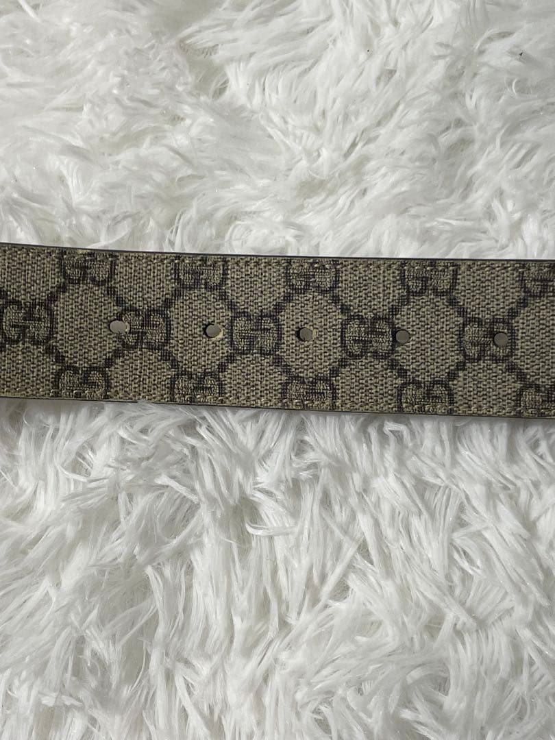 GUCCI GGキャンバス ベルト シルバー金具　 レザー×キャンバス