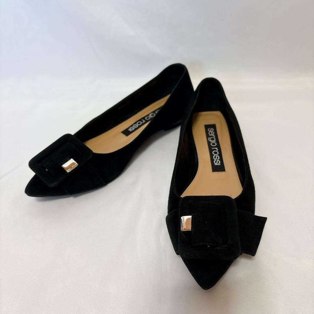 セルジオロッシ ブラック スエード パンプス バックル MILANO MIA