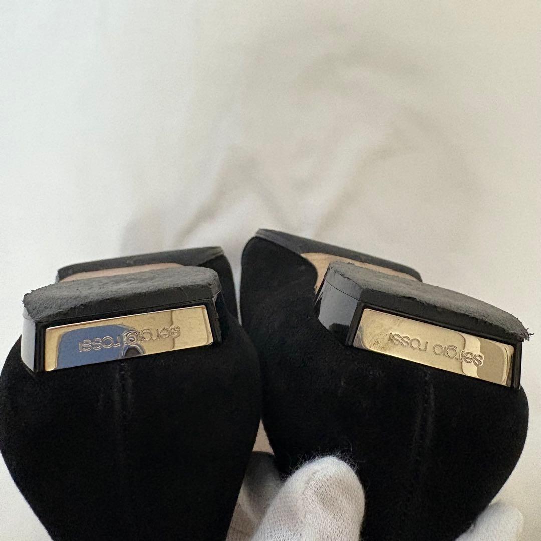 セルジオロッシ ブラック スエード パンプス バックル MILANO MIA