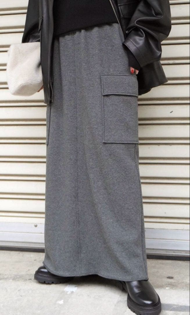 AP STUDIO ウォームスウェットカーゴスカートグレー
