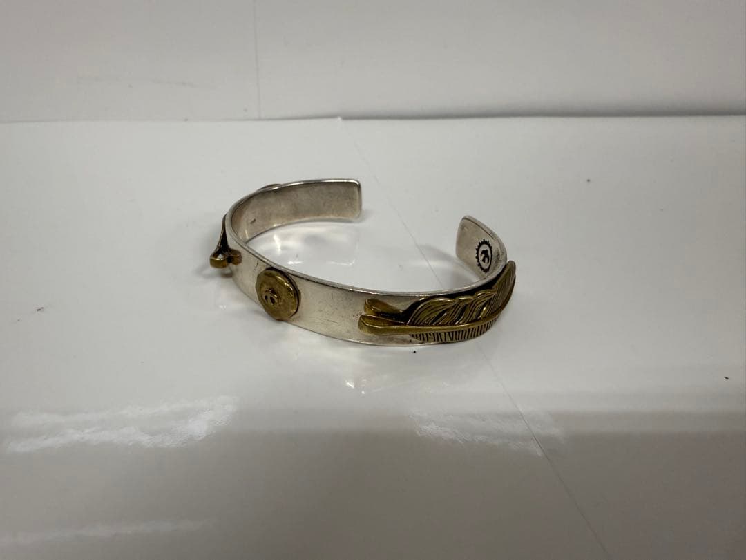 Wフェザー 平打ちブレス イーグル 太陽メタル バングル シルバー925