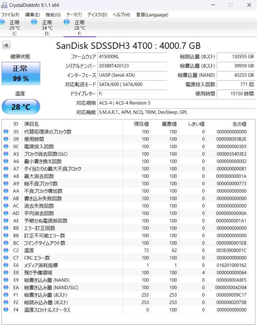 内蔵型SSD sandisk SSD 4TB (g)