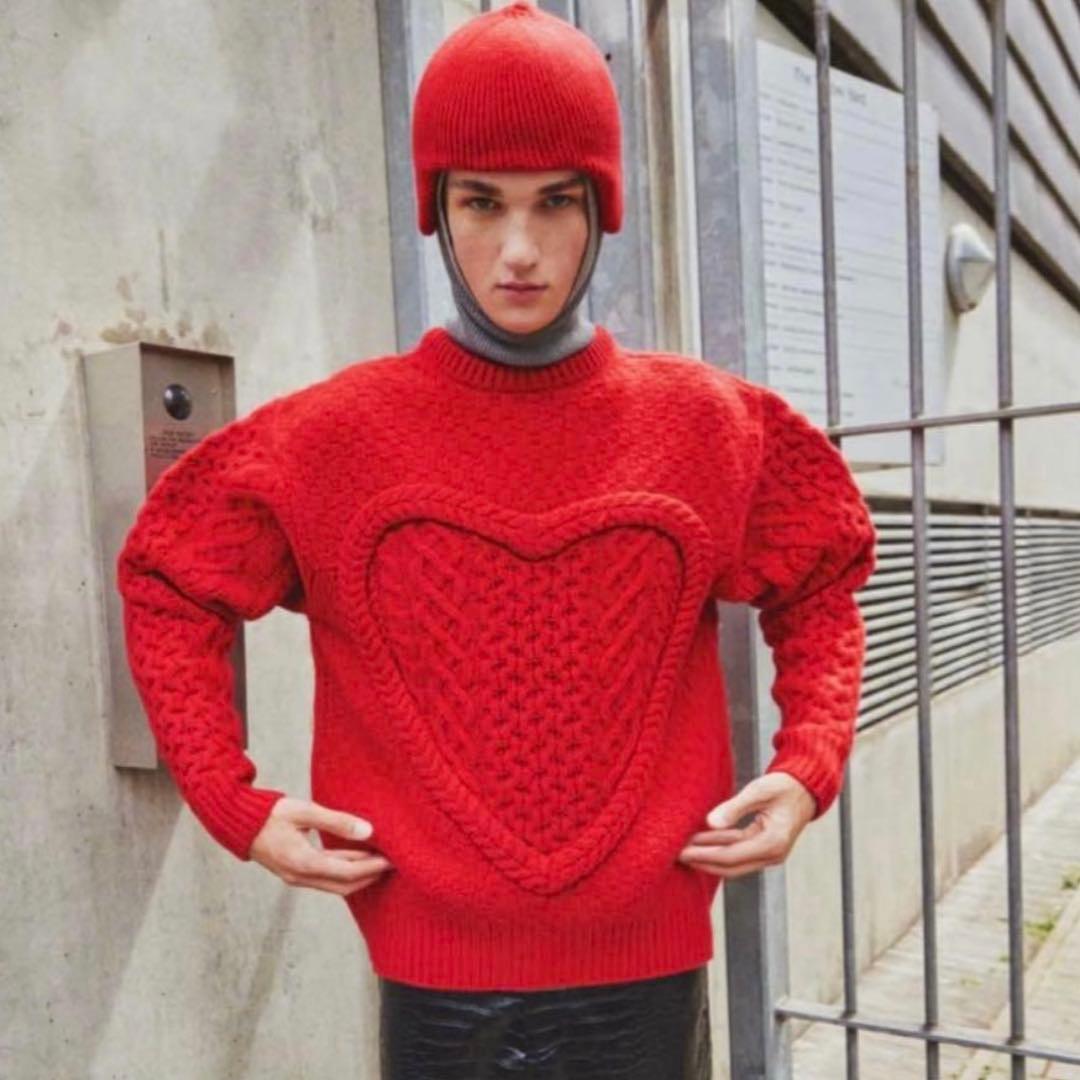 nknit ニット 赤 ハート ニット セーター 紗栄子着用