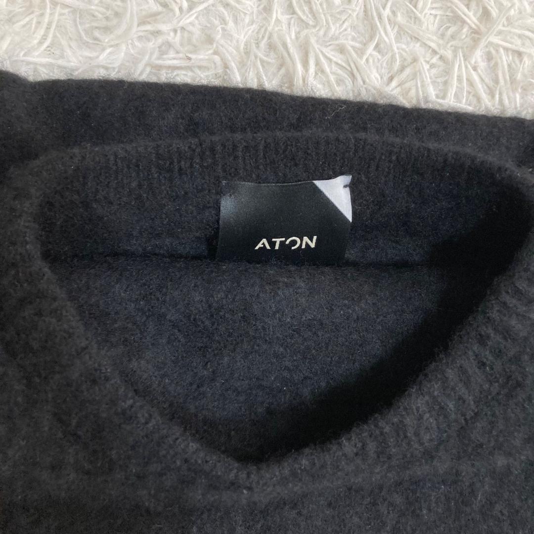 16676✨エイトン M カシミヤ100% クルーネック ニット ブラック