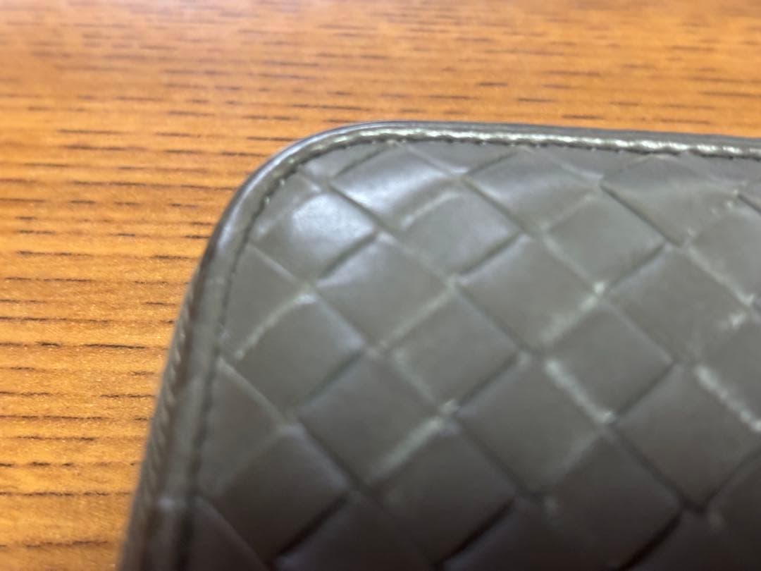 グレー レザー 編み込み ボッテガ長財布