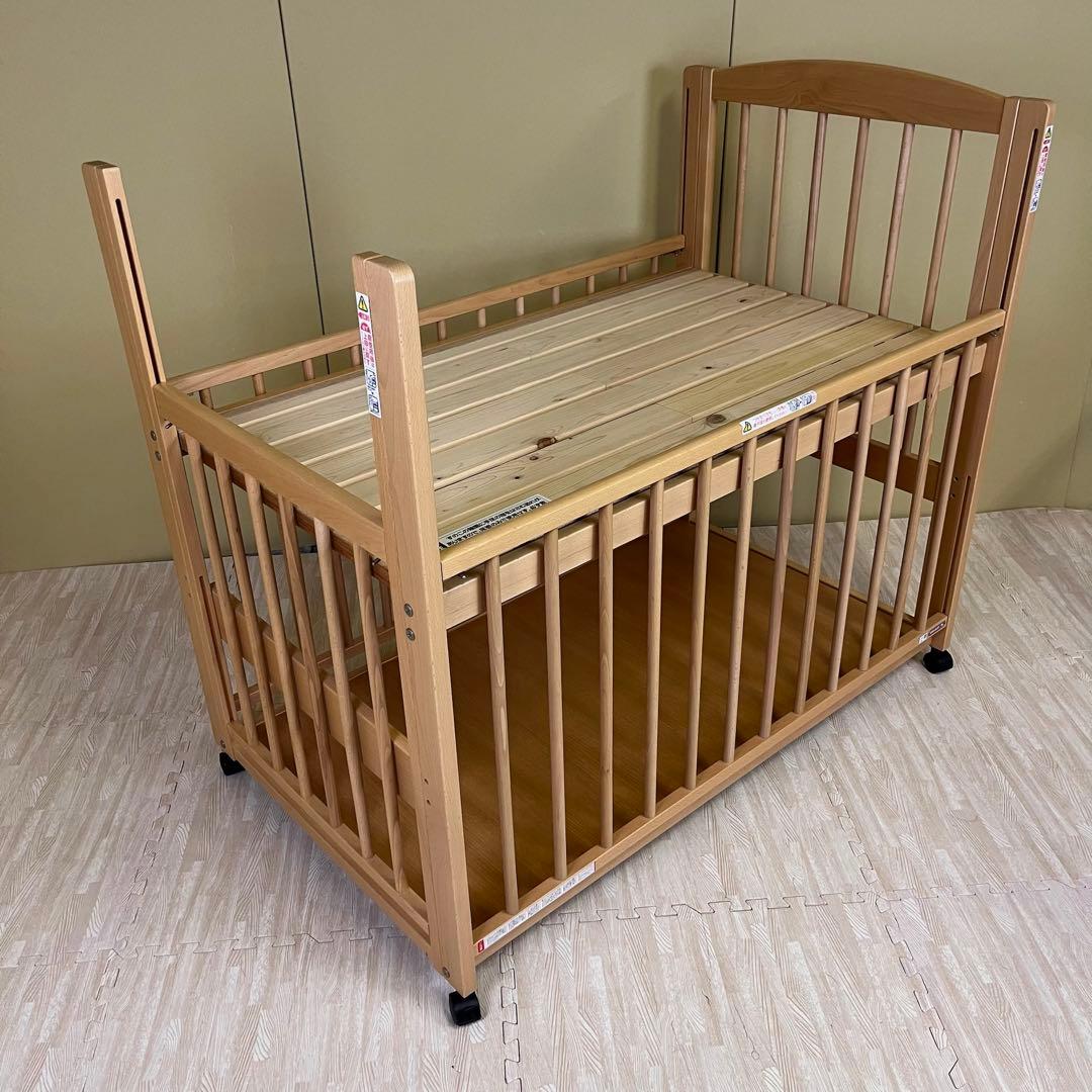 ☆除菌清掃済☆　超美品　日本製　サワベビー　ハイタイプ　すのこ床板　3面スライド