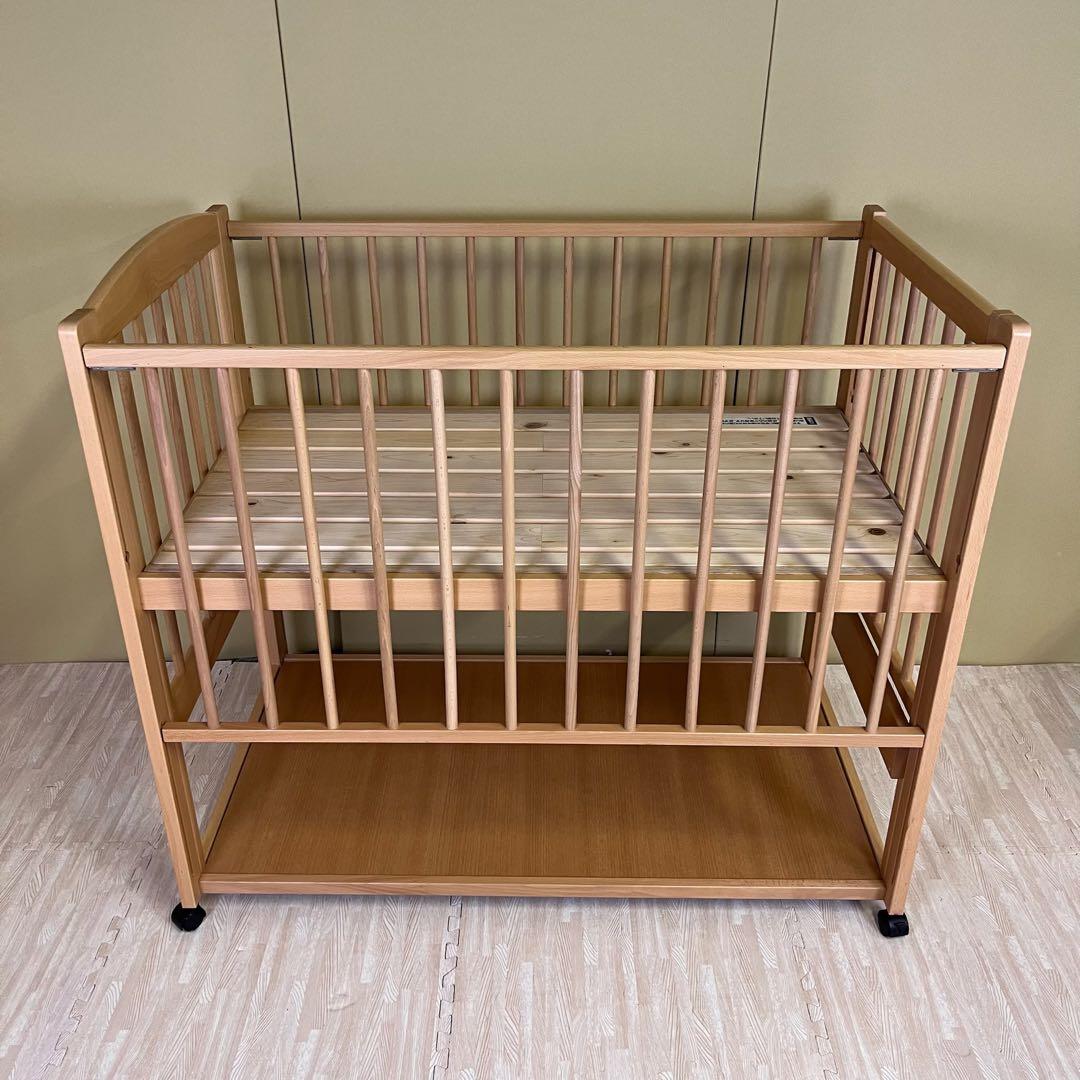 ☆除菌清掃済☆　超美品　日本製　サワベビー　ハイタイプ　すのこ床板　3面スライド