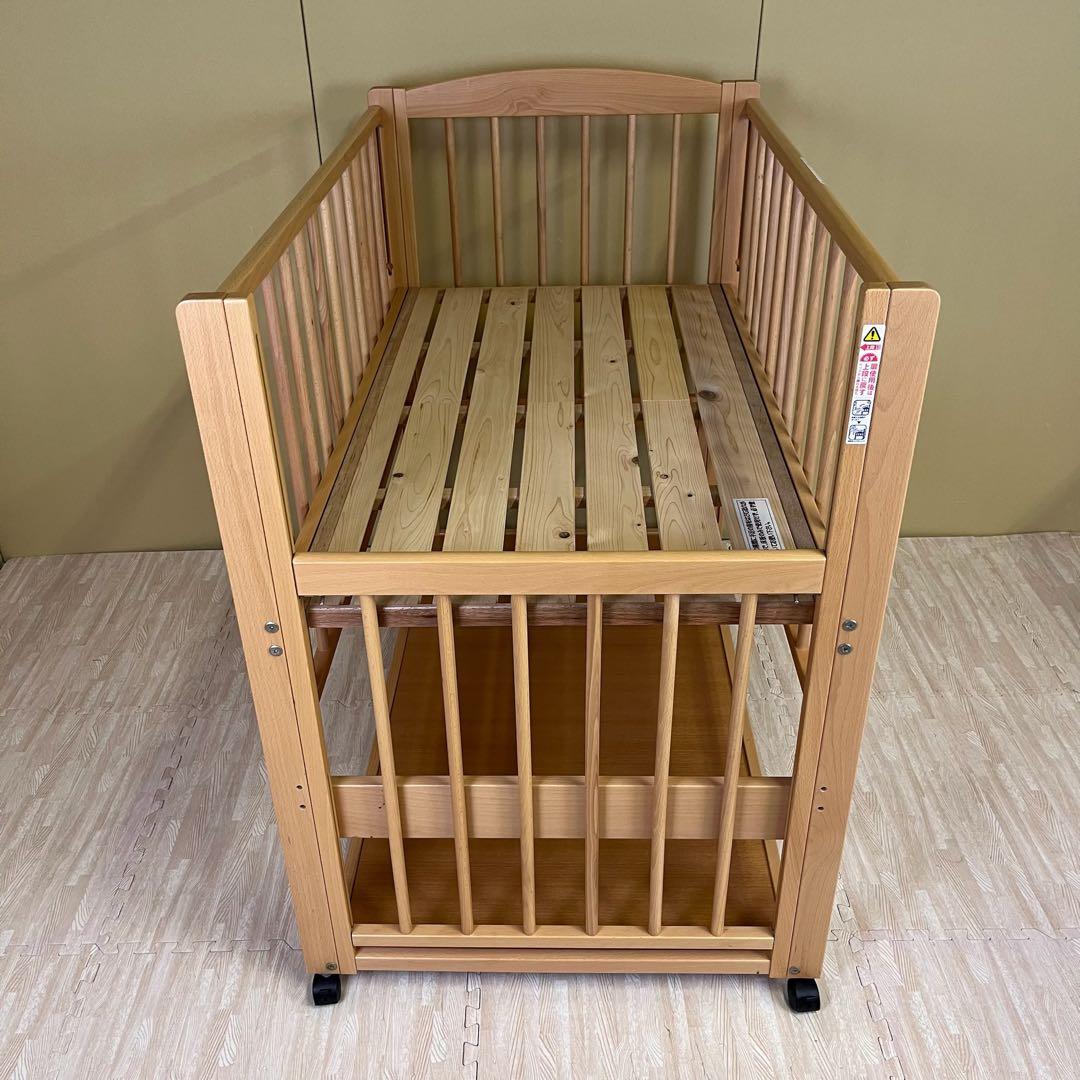 ☆除菌清掃済☆　超美品　日本製　サワベビー　ハイタイプ　すのこ床板　3面スライド