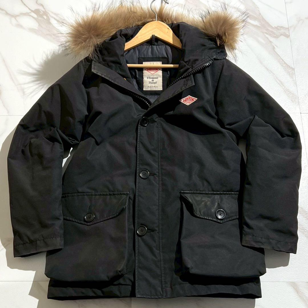 【良品✨】DANTON 2way ダウンジャケット ラクーンファー 黒 36