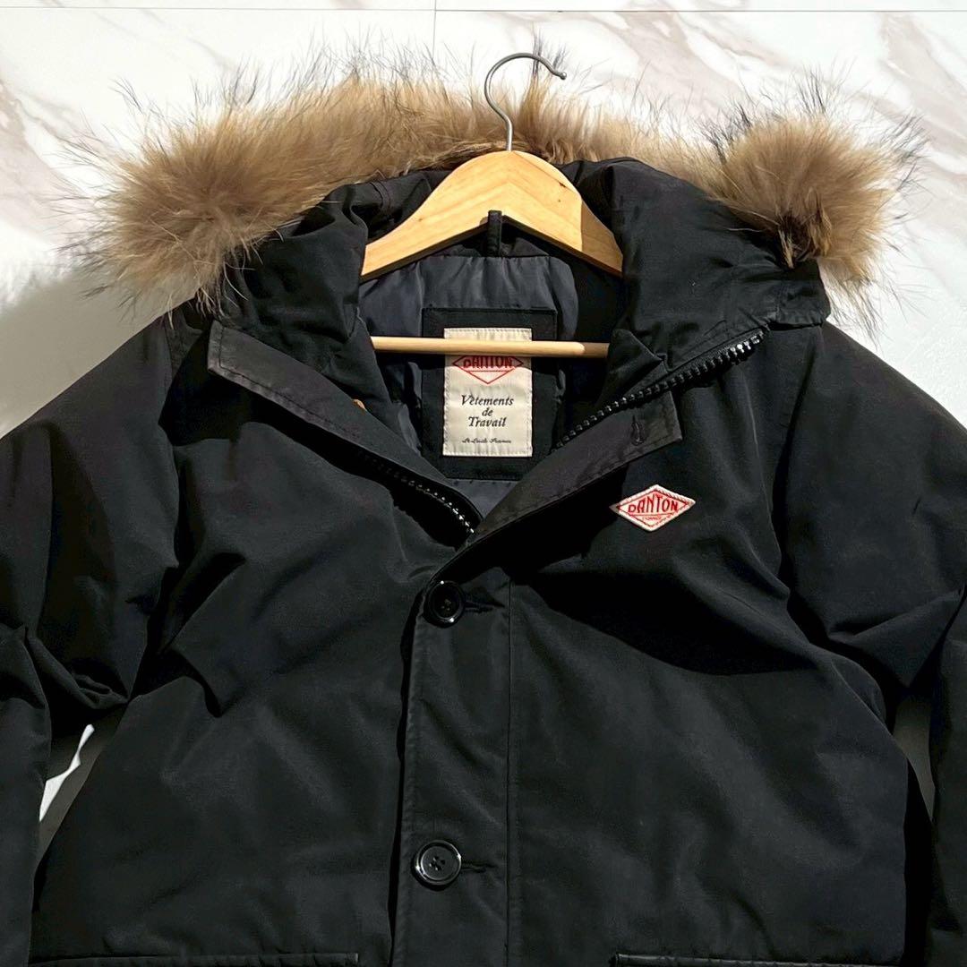 【良品✨】DANTON 2way ダウンジャケット ラクーンファー 黒 36