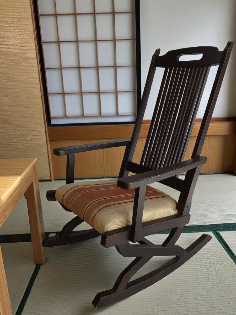 【飛騨家具】ダークブラウン ロッキングチェア アンティーク家具　レトロ