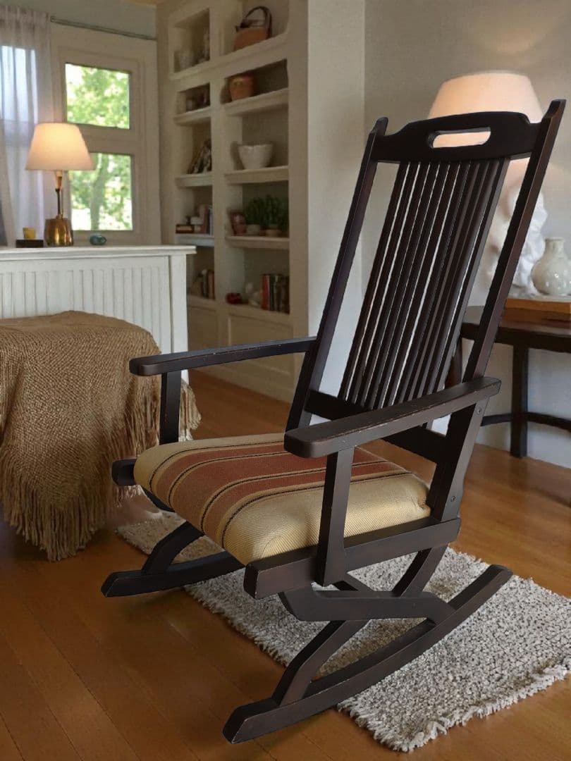【飛騨家具】ダークブラウン ロッキングチェア アンティーク家具　レトロ