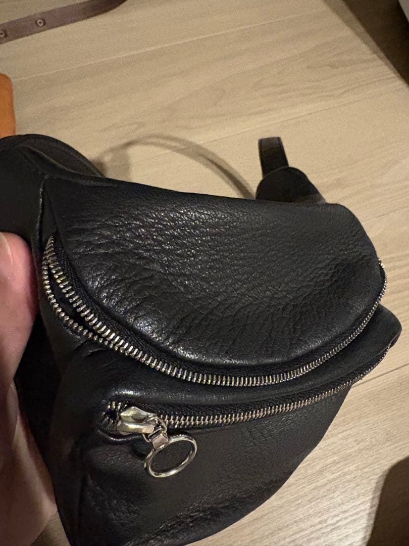 Aeta ディアレザー ウエストポーチS ブラック