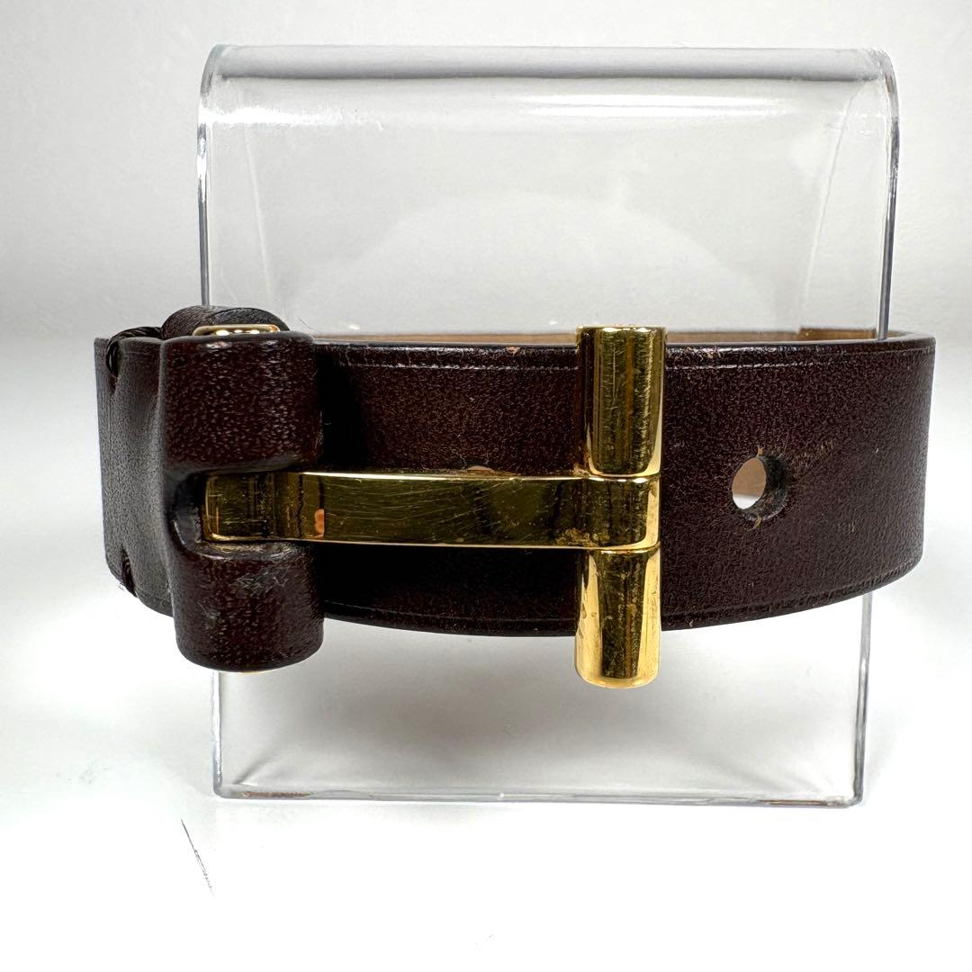 ☆美品☆TOM FORD Tバックル レザーブレスレット ダークブラウン