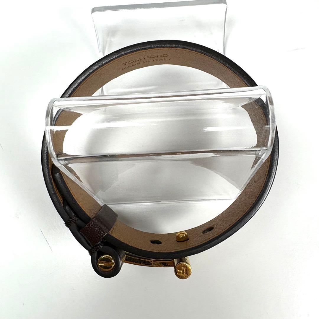 ☆美品☆TOM FORD Tバックル レザーブレスレット ダークブラウン