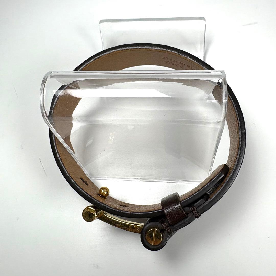 ☆美品☆TOM FORD Tバックル レザーブレスレット ダークブラウン