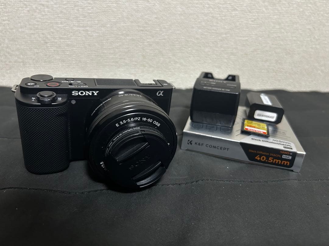 SONY ZV-E10 レンズ&フィルター&SDカード&バッテリー付き