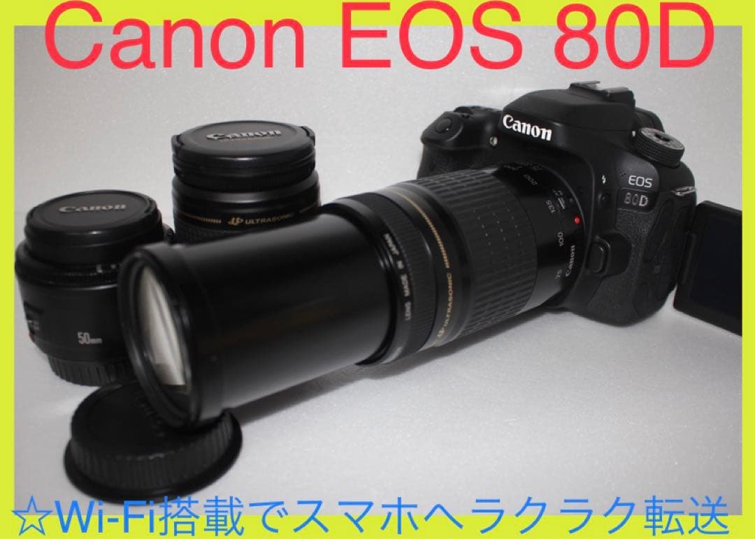 極上品☆キヤノン☆Canon EOS 80D☆標準&望遠&単焦点レンズセット