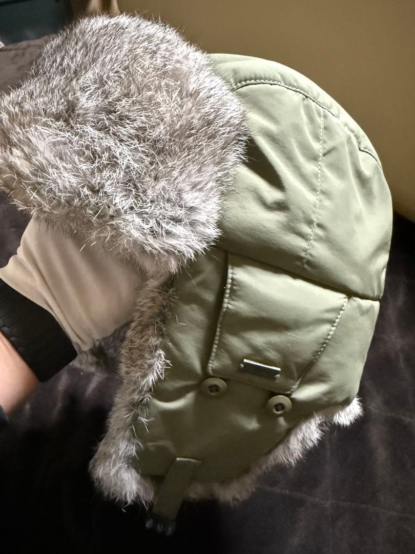 本物 ラビットファー フライトキャップ ビンテージ カーキ COMHATS 米軍