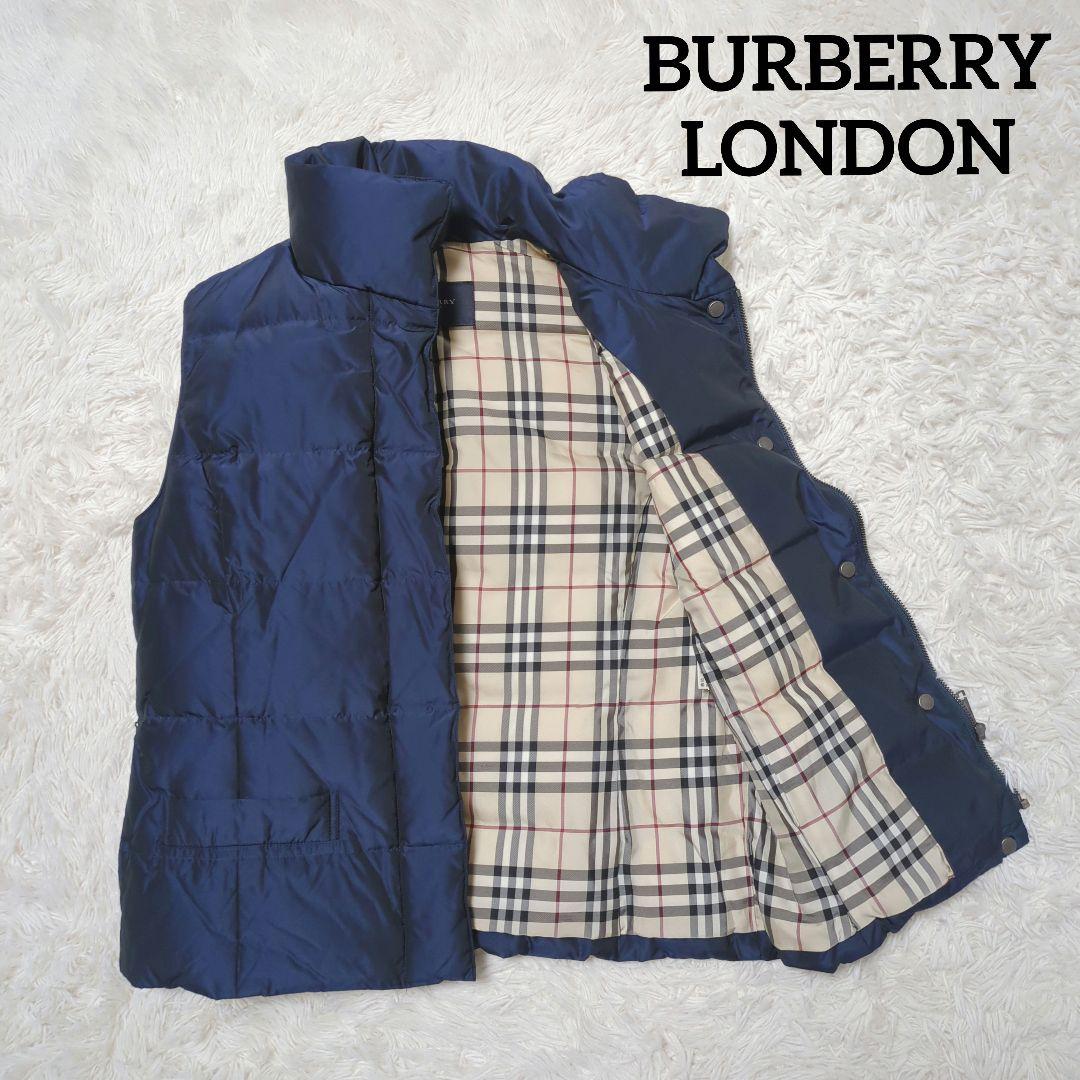 【美品・人気モデル】バーバリーロンドン☆ダウンベスト ノバチェック ネイビー M