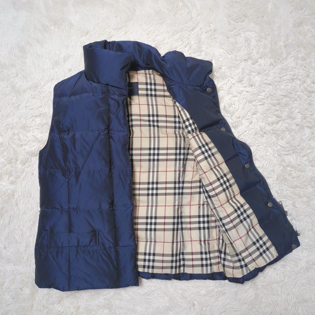 【美品・人気モデル】バーバリーロンドン☆ダウンベスト ノバチェック ネイビー M