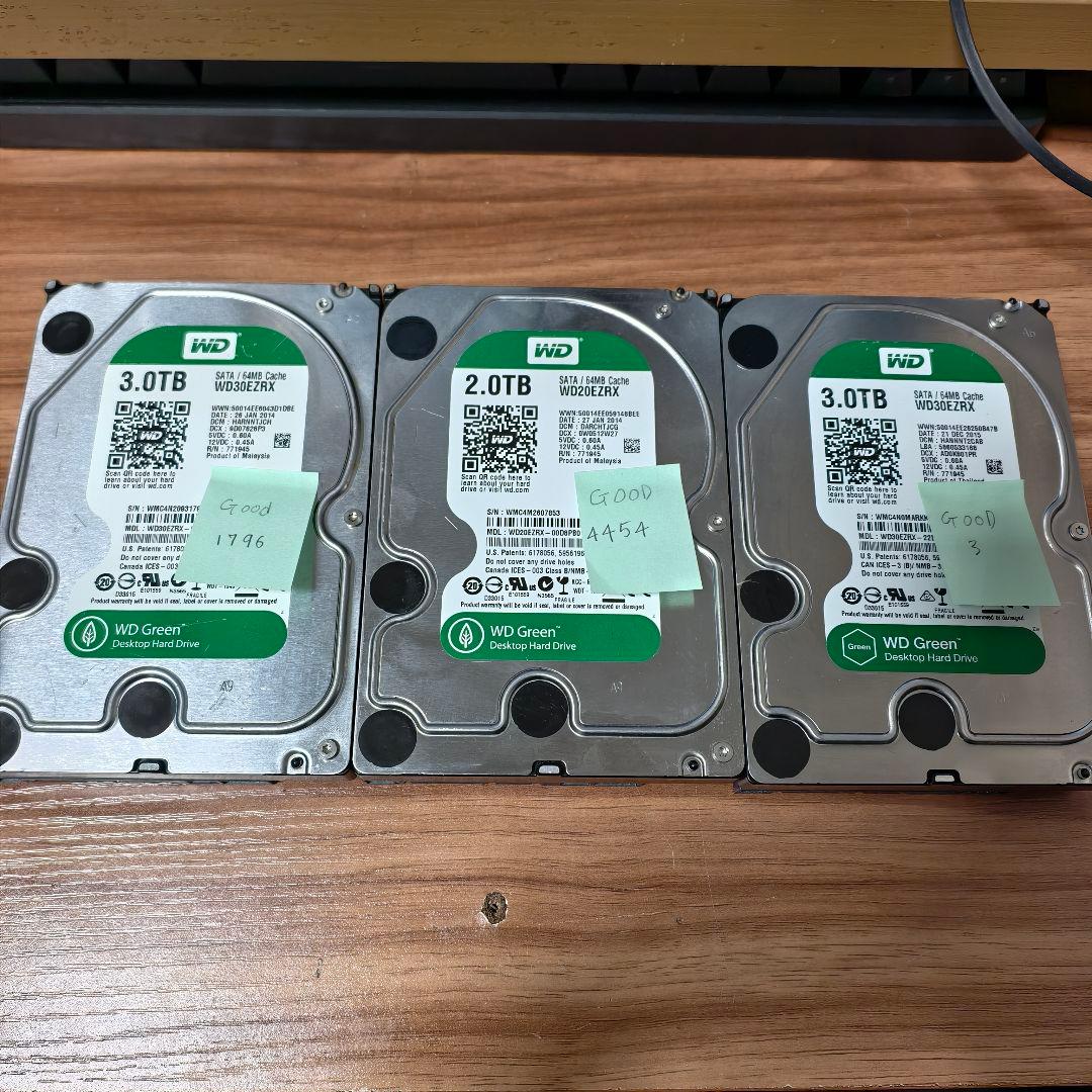 WD Green 8TB HDD WD20EZRX 3台